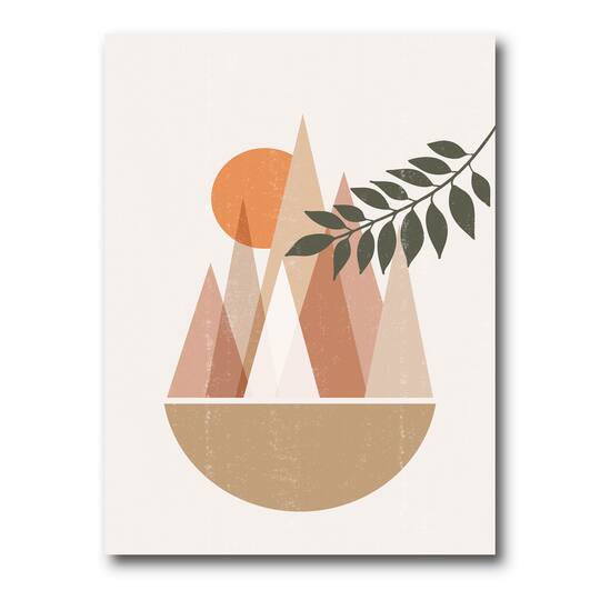 Designart - Abstract Sun and Moon In Mountains II
